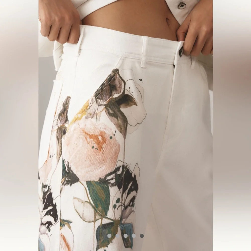 Leigh Viner x Anthropologie Relaxed Cuffed Wide-Leg Trousers (28 Tall) - Picture 2 of 5